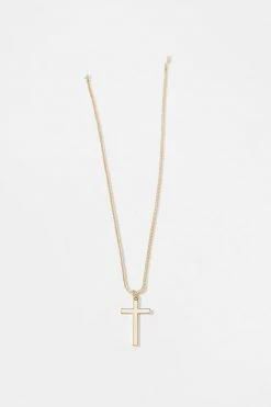 Mens Online Exclusive Metal Cross Chain Necklace