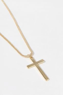 Mens Online Exclusive Metal Cross Chain Necklace