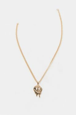 Mens Dripping Smiley Pendant Necklace