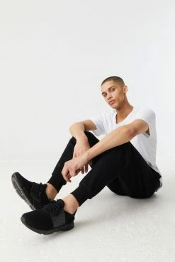 Mens Studded Side Cage Lace-Up Knit Sneaker Online Exclusive