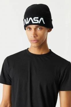Mens NASA Applique Graphic Beanie Online Exclusive
