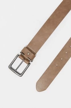 Mens Basic Brown Faux-Leather Belt