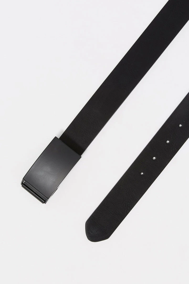 Mens Basic Faux-Leather Matte Buckle Belt 2 Mens Basic Faux-Leather Matte Buckle Belt