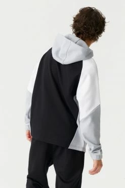 Mens Tops Colour Block Half Zip Hoodie