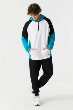 Mens Tops Colour Block Half Zip Hoodie