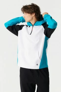 Mens Tops Colour Block Half Zip Hoodie