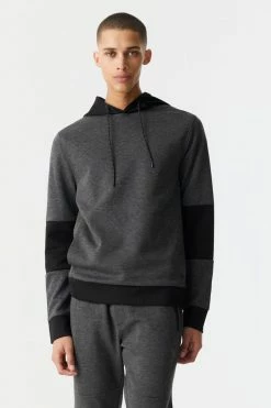 Mens Colour Block Tech Fleece Popover Hoodie