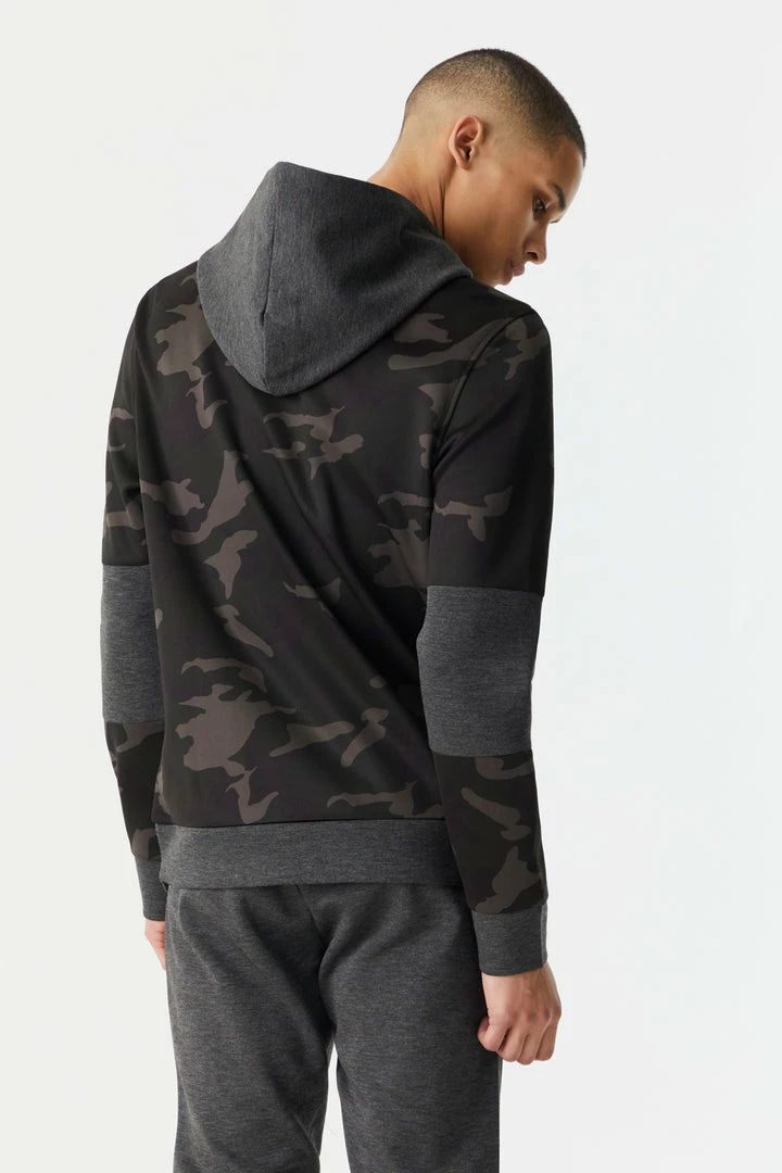 Mens Tops Camo Print Colour Block Tech Fleece Popover Hoodie 2 Mens Tops Camo Print Colour Block Tech Fleece Popover Hoodie