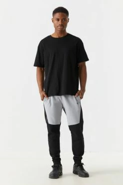 Mens Soft Touch Side Colour Block Fleece Jogger