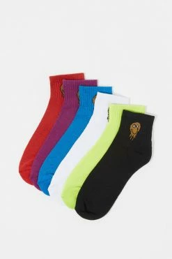 Mens Assorted Embroidered Graphic Ankle Sock (6 Pack) Online Exclusive