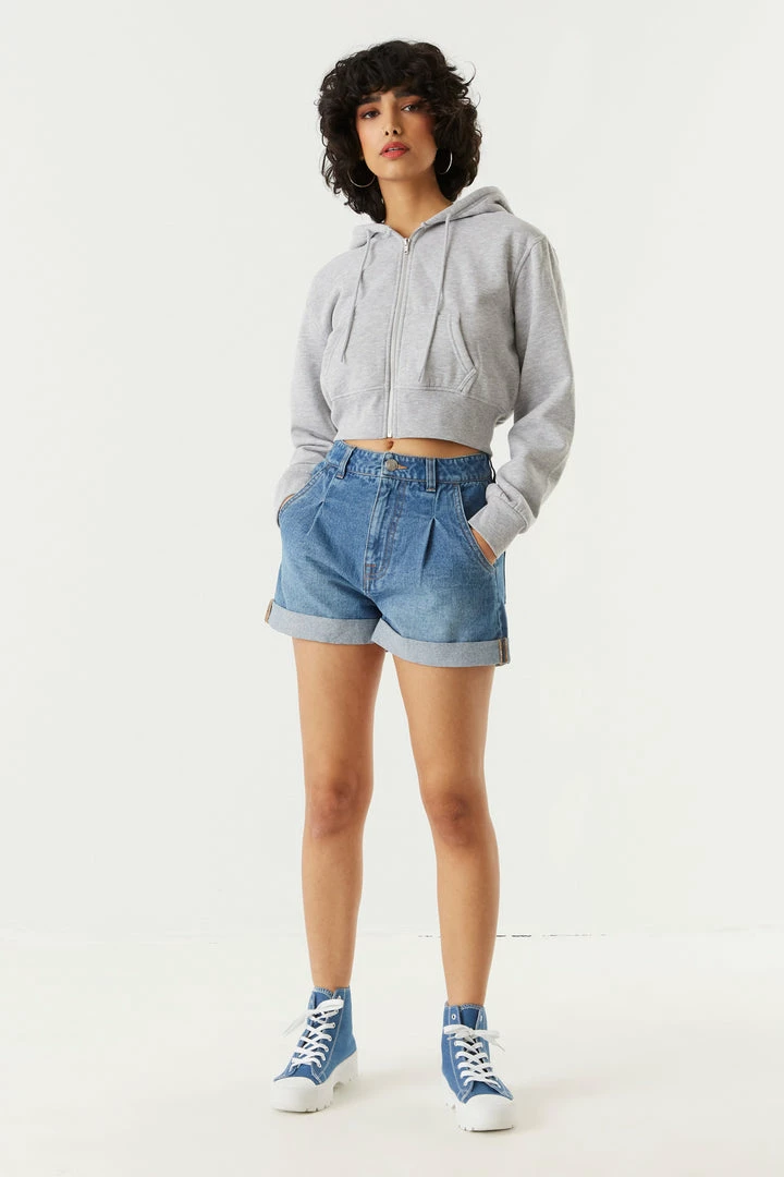 Stitches Ladies Refuge Jeans Refuge Medium Wash Pleated Denim Mom Short 3 Stitches Ladies Refuge Jeans Refuge Medium Wash Pleated Denim Mom Short