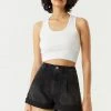 Stitches Ladies Denim Shorts Black Denim Pleated Mom Short
