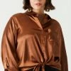 Stitches Ladies Plus Size Self-Tie Satin Blouse