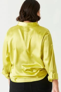 Stitches Ladies Plus Size Self-Tie Satin Blouse 10 Stitches Ladies Plus Size Self-Tie Satin Blouse