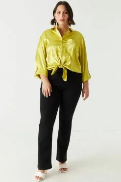 Stitches Ladies Plus Size Self-Tie Satin Blouse 11 Stitches Ladies Plus Size Self-Tie Satin Blouse