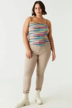 Stitches Ladies Plus Size Space Dye Bungee Strap Cami Tops