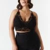Stitches Ladies Plus Size Flower Knit Crochet Bra Top