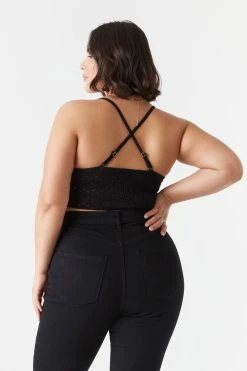 Stitches Ladies Plus Size Flower Knit Crochet Bra Top