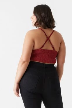 Stitches Ladies Plus Size Flower Knit Crochet Bra Top