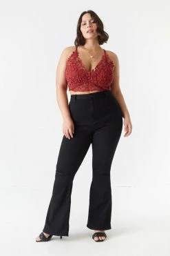 Stitches Ladies Plus Size Flower Knit Crochet Bra Top