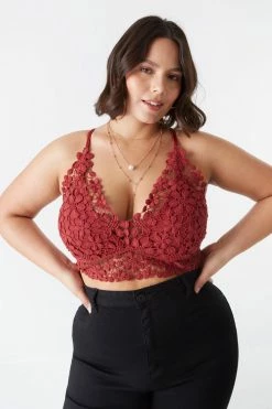 Stitches Ladies Plus Size Flower Knit Crochet Bra Top