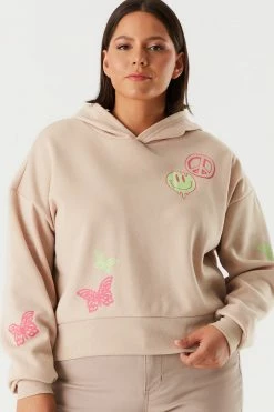 Urban Ladies Plus Plus Size Graphic Cropped Hoodie