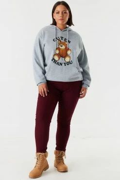 Urban Ladies Plus Plus Size Graphic Boyfriend Hoodie Tops