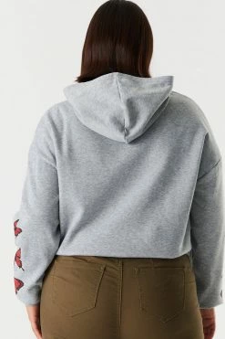 Stitches Ladies Tops Plus Size Baby Girl Graphic Cinched Hem Fleece Hoodie