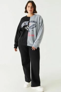 Stitches Ladies Tops Plus Size Cali Graphic Colour Block Sweatshirt 5 Stitches Ladies Tops Plus Size Cali Graphic Colour Block Sweatshirt