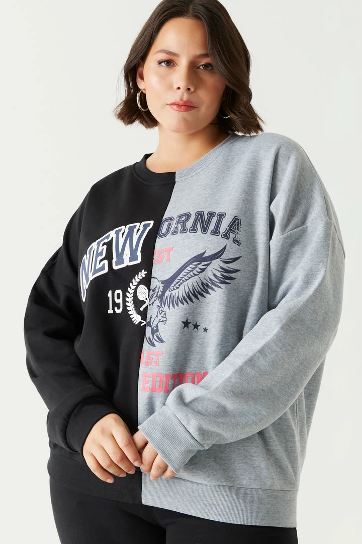 Stitches Ladies Tops Plus Size Cali Graphic Colour Block Sweatshirt 1 Stitches Ladies Tops Plus Size Cali Graphic Colour Block Sweatshirt