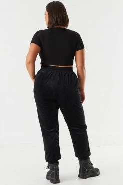 Urban Ladies Plus Bottoms Plus Size Velour Graphic Jogger
