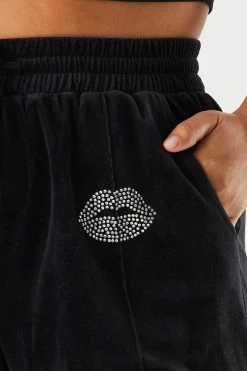 Urban Ladies Plus Bottoms Plus Size Velour Graphic Jogger