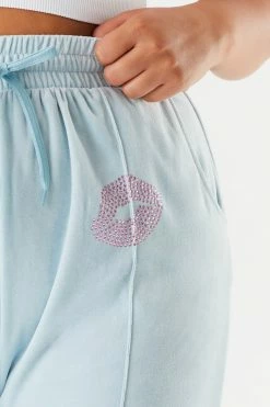 Urban Ladies Plus Bottoms Plus Size Velour Graphic Jogger