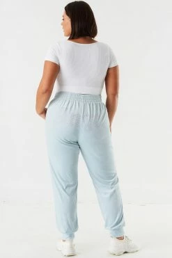 Urban Ladies Plus Bottoms Plus Size Velour Graphic Jogger