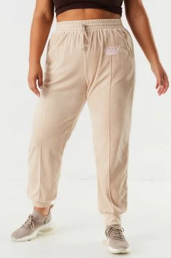 Urban Ladies Plus Bottoms Plus Size Velour Graphic Jogger