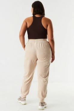 Urban Ladies Plus Bottoms Plus Size Velour Graphic Jogger