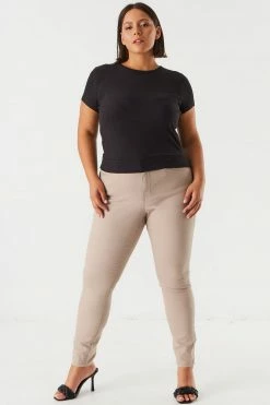 Stitches Ladies Plus Size Soft Ribbed Self-Tie Open Back Top