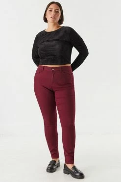 Urban Ladies Plus Tops Plus Size Ribbed Velvet Lace-Up Open Back Top