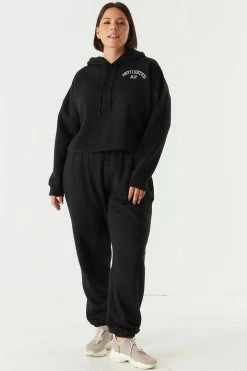 Urban Ladies Plus Plus Size Quilted Fleece Graphic Hoodie Tops