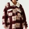 Urban Ladies Plus Plus Size Sherpa Plaid Shirt Jacket Shackets