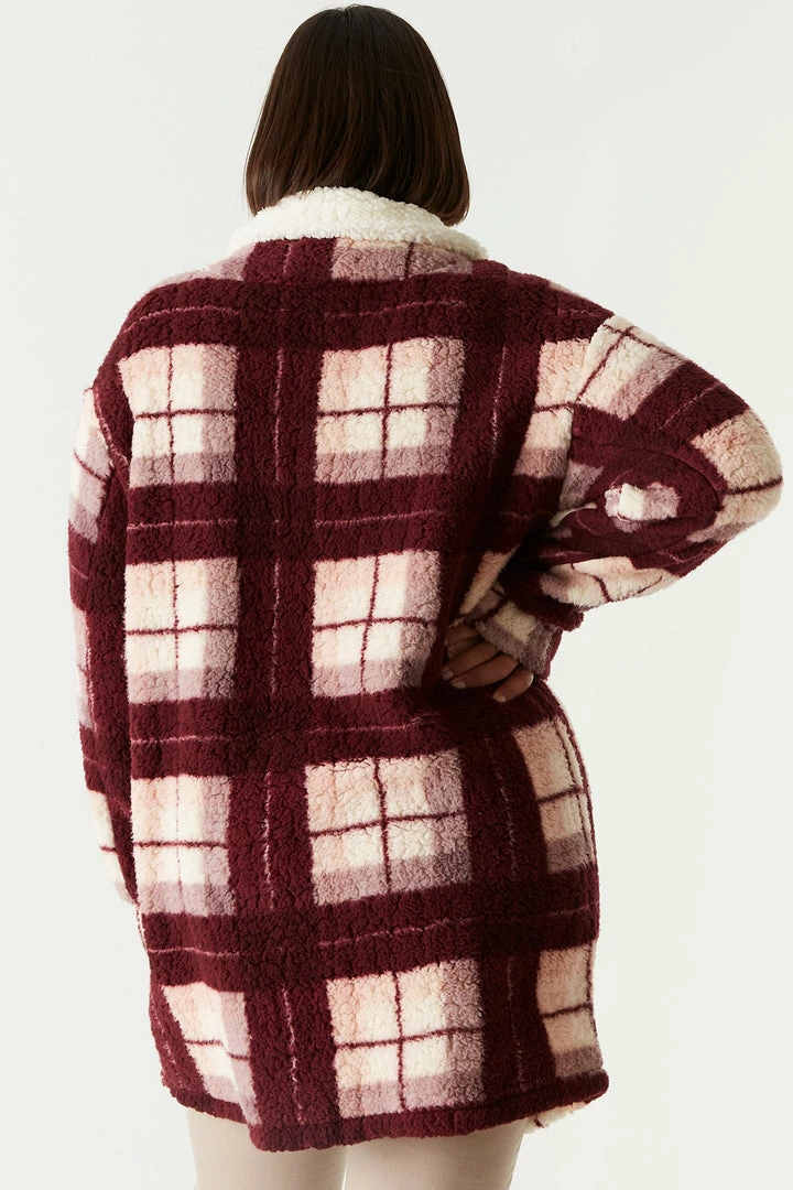 Urban Ladies Plus Plus Size Sherpa Plaid Shirt Jacket Shackets 2 Urban Ladies Plus Plus Size Sherpa Plaid Shirt Jacket Shackets