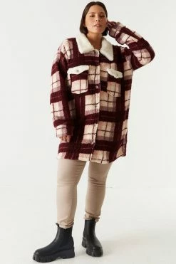 Urban Ladies Plus Plus Size Sherpa Plaid Shirt Jacket Shackets 5 Urban Ladies Plus Plus Size Sherpa Plaid Shirt Jacket Shackets