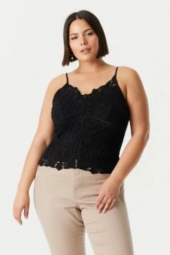 Stitches Ladies Plus Size Lace Front Cropped Cami