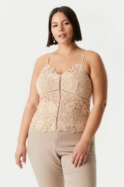 Stitches Ladies Plus Size Lace Front Cropped Cami