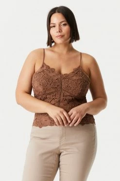 Stitches Ladies Plus Size Lace Front Cropped Cami