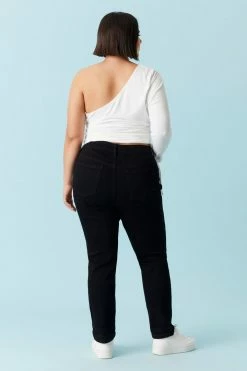 Stitches Ladies Plus Size Distressed Black Wash Boyfriend Jean Bottoms 5 Stitches Ladies Plus Size Distressed Black Wash Boyfriend Jean Bottoms