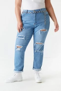 Stitches Ladies Plus Size Distressed Boyfriend Jean
