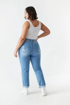 Stitches Ladies Plus Size Distressed Boyfriend Jean