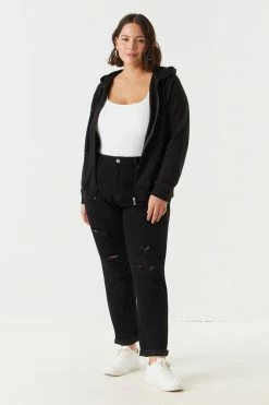 Stitches Ladies Plus Size Distressed Rolled Cuff Boyfriend Jean