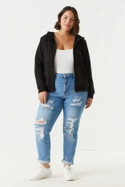 Stitches Ladies Plus Size Distressed Rolled Cuff Boyfriend Jean